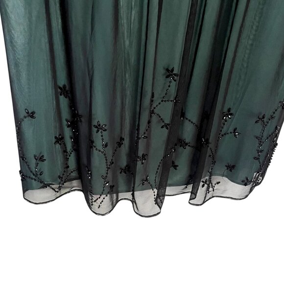 Vtg Y2K Babydoll Dress 22W / 3X Black Teal Mesh Beaded Vamp Goth Fairy Twilight - Picture 3 of 7